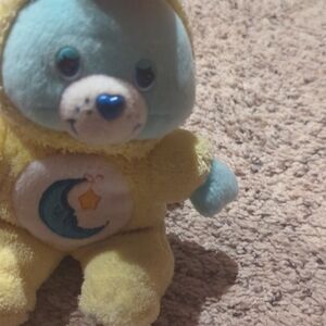 Carebear Bedtime 2005 Blue and Yellow Plush Bear In Easter Outfit